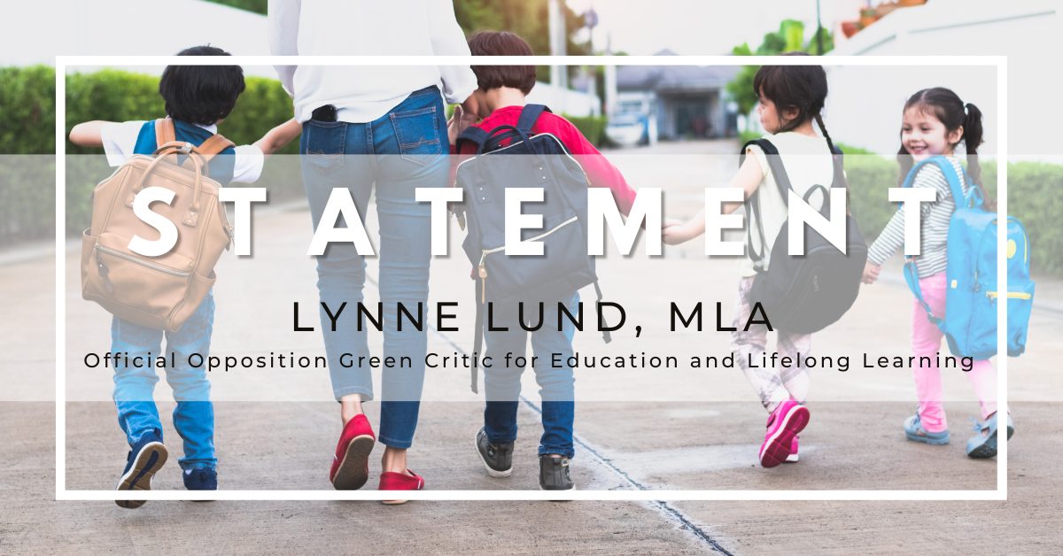 Statement by MLA Lynne Lund - Where is the back to school plan?