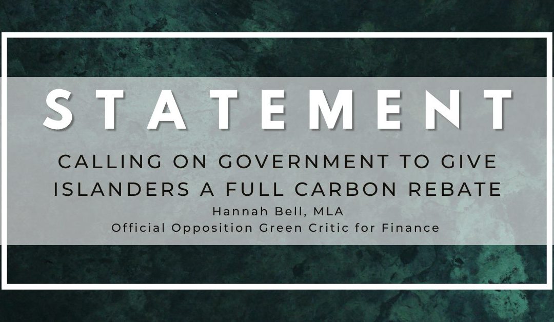 Calling on Government to give Islanders a full carbon rebate