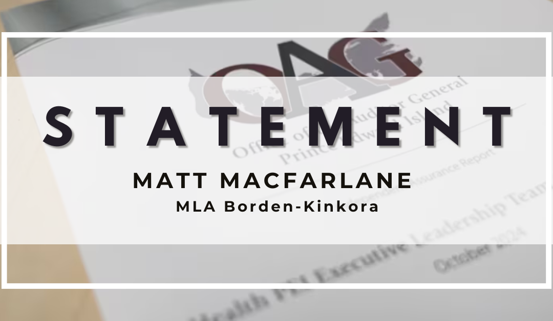 Statement from MLA Matt MacFarlane on the continued abuse of public funds by Health PEI and Health Minister Mark McLane